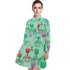 Bacteriophage Virus Army Long Sleeve Chiffon Shirt Dress