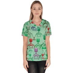 Bacteriophage Virus Army Women s V-neck Scrub Top by Amaryn4rt