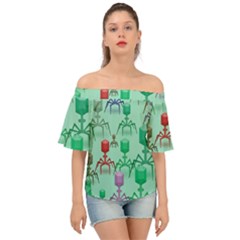 Bacteriophage Virus Army Off Shoulder Short Sleeve Top by Amaryn4rt