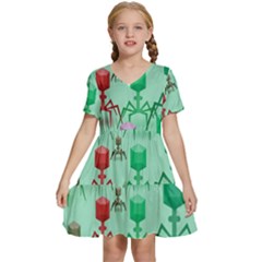 Bacteriophage Virus Army Kids  Short Sleeve Tiered Mini Dress by Amaryn4rt