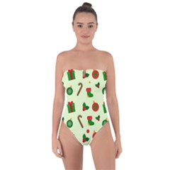 Illustration Festive Background Holiday Background Tie Back One Piece Swimsuit by Amaryn4rt