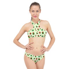 Illustration Festive Background Holiday Background High Neck Bikini Set by Amaryn4rt