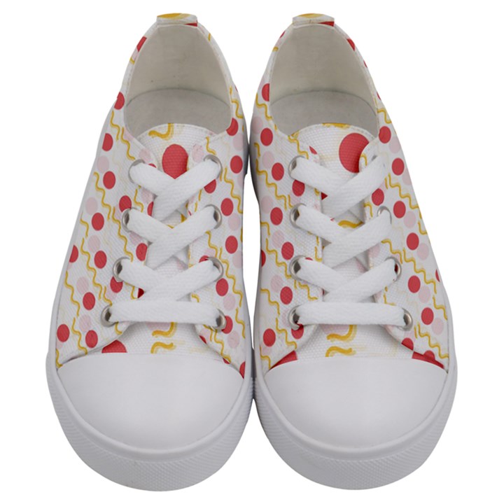 Illustration Abstract Line Pattern Dot Lines Decorative Kids  Low Top Canvas Sneakers