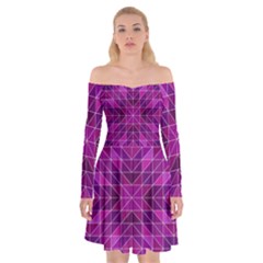 Purple-art Off Shoulder Skater Dress by nateshop