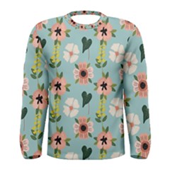 Illustration Flower White Pattern Floral Men s Long Sleeve Tee by Amaryn4rt