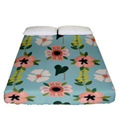 Illustration Flower White Pattern Floral Fitted Sheet (queen Size) by Amaryn4rt