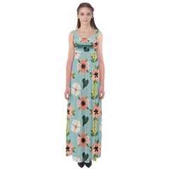 Illustration Flower White Pattern Floral Empire Waist Maxi Dress by Amaryn4rt