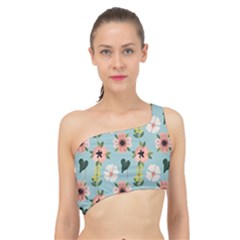 Illustration Flower White Pattern Floral Spliced Up Bikini Top  by Amaryn4rt