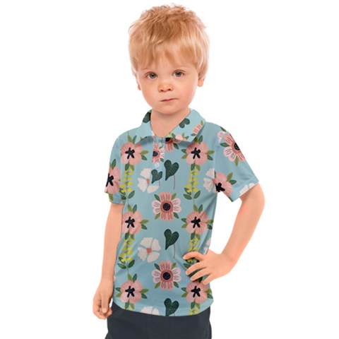 Illustration Flower White Pattern Floral Kids  Polo Tee by Amaryn4rt