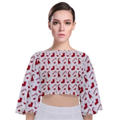 Christmas Template Advent Cap Tie Back Butterfly Sleeve Chiffon Top by Amaryn4rt