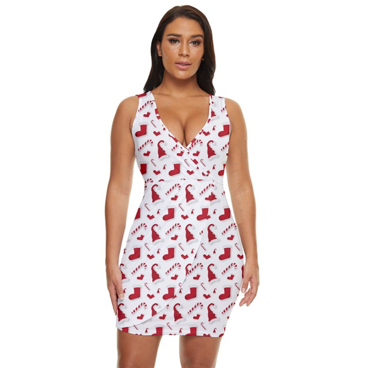 Christmas Template Advent Cap Draped Bodycon Dress