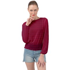 Red-draft Banded Bottom Chiffon Top by nateshop