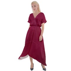 Red-draft Cross Front Sharkbite Hem Maxi Dress by nateshop