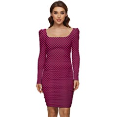 Red-draft Women Long Sleeve Ruched Stretch Jersey Dress by nateshop