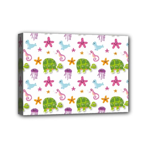 Turtles Animals Sea Life Mini Canvas 7  X 5  (stretched) by Amaryn4rt