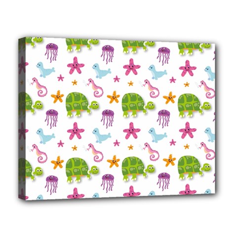 Turtles Animals Sea Life Canvas 14  X 11  (stretched) by Amaryn4rt