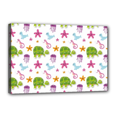 Turtles Animals Sea Life Canvas 18  X 12  (stretched) by Amaryn4rt