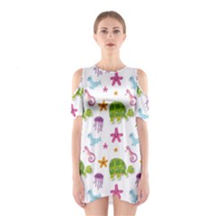 Turtles Animals Sea Life Shoulder Cutout One Piece Dress by Amaryn4rt