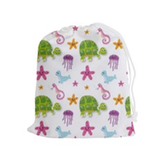 Turtles Animals Sea Life Drawstring Pouch (xl) by Amaryn4rt