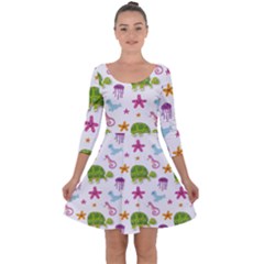 Turtles Animals Sea Life Quarter Sleeve Skater Dress by Amaryn4rt