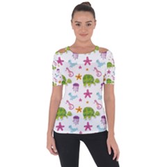 Turtles Animals Sea Life Shoulder Cut Out Short Sleeve Top by Amaryn4rt