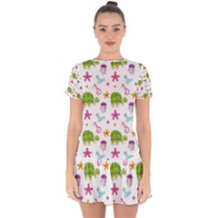 Turtles Animals Sea Life Drop Hem Mini Chiffon Dress by Amaryn4rt