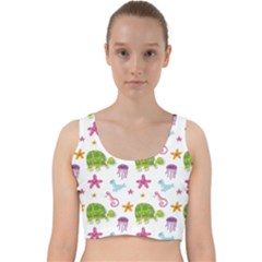 Turtles Animals Sea Life Velvet Racer Back Crop Top by Amaryn4rt