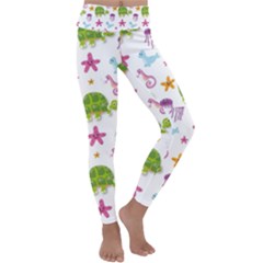 Turtles Animals Sea Life Kids  Lightweight Velour Classic Yoga Leggings by Amaryn4rt