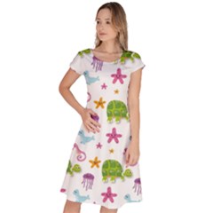 Turtles Animals Sea Life Classic Short Sleeve Dress by Amaryn4rt