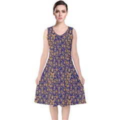 Spiral V-neck Midi Sleeveless Dress  by nateshop