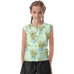 Background Pattern Green Cactus Flora Kids  Raglan Cap Sleeve Tee by Amaryn4rt