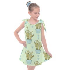 Background Pattern Green Cactus Flora Kids  Tie Up Tunic Dress by Amaryn4rt