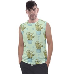 Background Pattern Green Cactus Flora Men s Regular Tank Top by Amaryn4rt