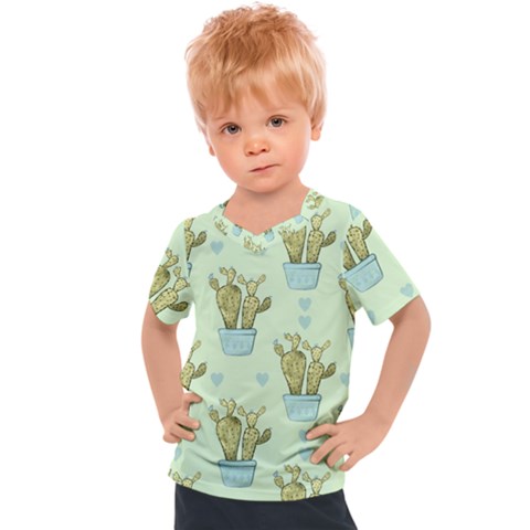 Background Pattern Green Cactus Flora Kids  Sports Tee by Amaryn4rt