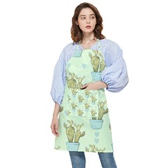 Background Pattern Green Cactus Flora Pocket Apron by Amaryn4rt