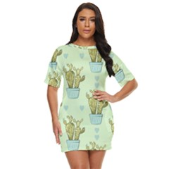 Background Pattern Green Cactus Flora Just Threw It On Dress by Amaryn4rt