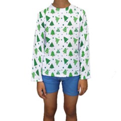 Christmas Trees Pattern Design Pattern Kids  Long Sleeve Swimwear by Amaryn4rt