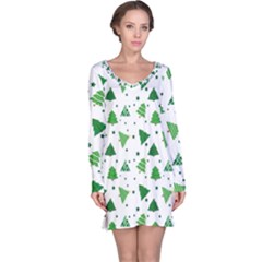 Christmas Trees Pattern Design Pattern Long Sleeve Nightdress by Amaryn4rt