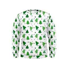 Christmas Trees Pattern Design Pattern Kids  Sweatshirt by Amaryn4rt