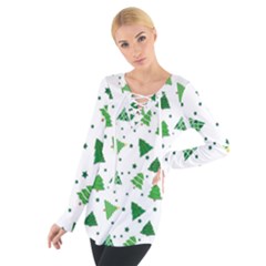 Christmas Trees Pattern Design Pattern Tie Up Tee by Amaryn4rt