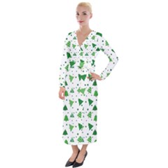 Christmas Trees Pattern Design Pattern Velvet Maxi Wrap Dress by Amaryn4rt