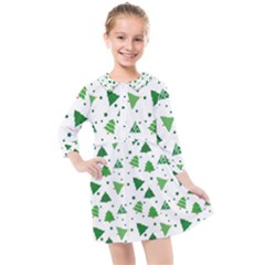 Christmas Trees Pattern Design Pattern Kids  Quarter Sleeve Shirt Dress by Amaryn4rt