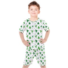 Christmas Trees Pattern Design Pattern Kids  Tee And Shorts Set by Amaryn4rt