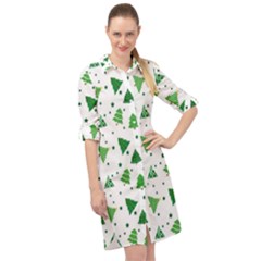 Christmas Trees Pattern Design Pattern Long Sleeve Mini Shirt Dress