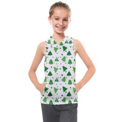 Christmas Trees Pattern Design Pattern Kids  Sleeveless Hoodie by Amaryn4rt