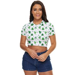 Christmas Trees Pattern Design Pattern Side Button Cropped Tee by Amaryn4rt