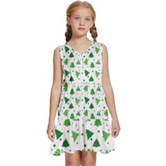 Christmas Trees Pattern Design Pattern Kids  Sleeveless Tiered Mini Dress