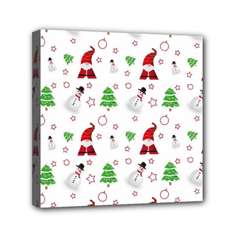 Santa Claus Snowman Christmas Xmas Mini Canvas 6  X 6  (stretched)