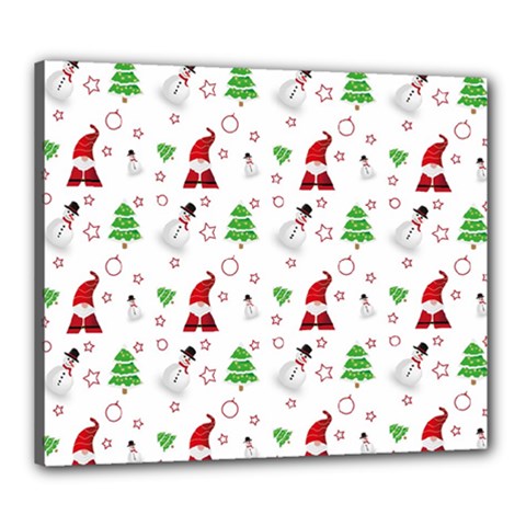 Santa Claus Snowman Christmas Xmas Canvas 24  X 20  (stretched)