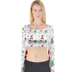 Santa Claus Snowman Christmas Xmas Long Sleeve Crop Top by Amaryn4rt